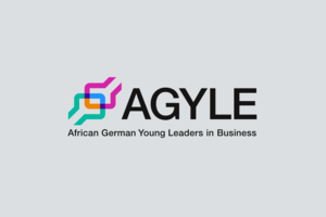 AGYLE Logo in Farbe mit Subtext grauer Hintergrund