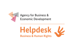Logo Helpdesk Wirtschaft und Menschenrechte Orange Englisch