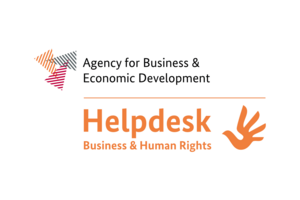 Logo Helpdesk Wirtschaft und Menschenrechte Orange Englisch